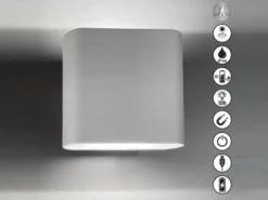 Akku Außenleuchte MAGNETIC Silber mit Bewegungsmelder, Breite 10cm