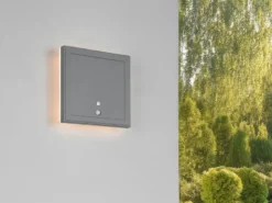 Akku Außenwandleuchte FORTALEZA mit Bewegungsmelder USB aufladbar H: 14cm