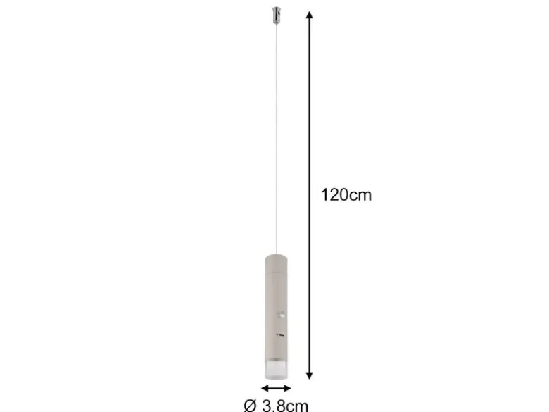 Akku Hängelampe Beige, dimmbar, abnehmbarer Leuchtenkopf Ø 3,8cm