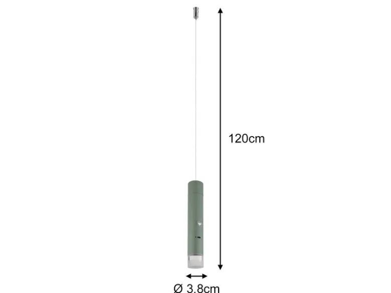 Akku Hängelampe Grün, dimmbar, abnehmbarer Leuchtenkopf Ø 3,8cm