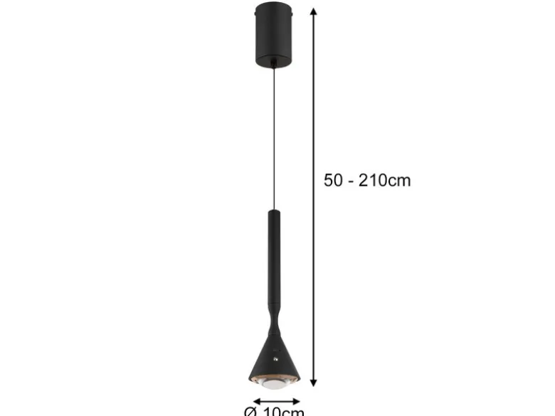 Akku Hängelampe Schwarz dimmbar & Tageslicht, höhenverstellbar, Ø 10cm