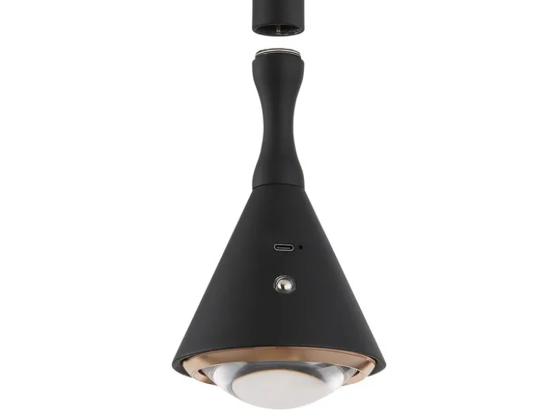 Akku Hängelampe Schwarz dimmbar & Tageslicht, höhenverstellbar, Ø 10cm