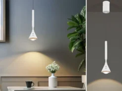 Akku Hängelampe Weiß dimmbar & Tageslicht, höhenverstellbar, Ø 10cm