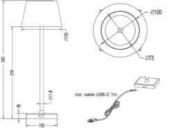 Akku LED Outdoor Tischleuchte SANCHEZ Weiß mit RGBW, Höhe 30cm