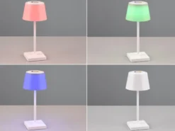Akku LED Outdoor Tischleuchte SANCHEZ Weiß mit RGBW, Höhe 30cm