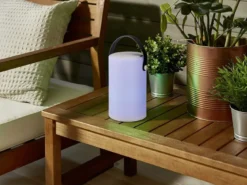 Akku LED Tischleuchte BERMUDA mit RGB & Bluetooth Lautsprecher, H: 21cm