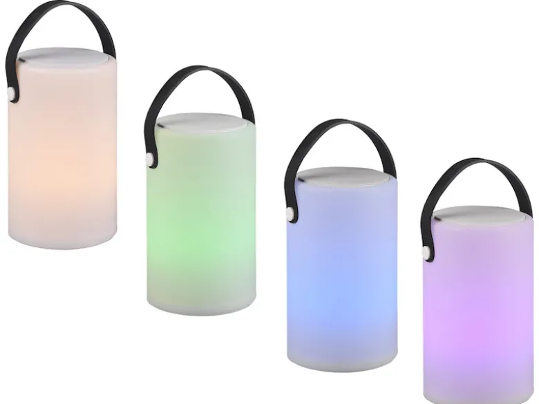 Akku LED Tischleuchte BERMUDA mit RGB & Bluetooth Lautsprecher, H: 21cm