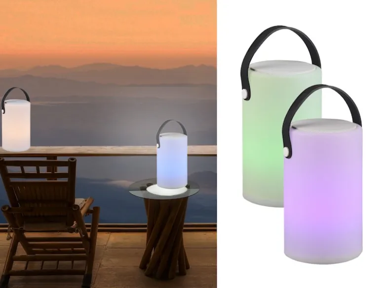 Akku LED Tischleuchte BERMUDA mit RGB & Bluetooth Lautsprecher, H: 21cm