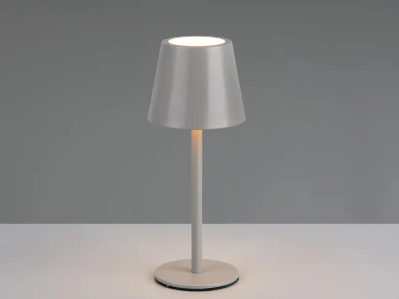 Akku LED Tischleuchte DIAZ kabellos für Innen & Außen, Grau - 21cm klein