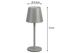 Akku LED Tischleuchte DIAZ kabellos für Innen & Außen, Grau - 21cm klein