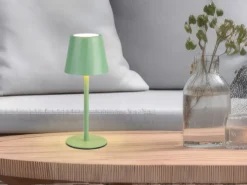 Akku LED Tischleuchte DIAZ kabellos für Innen & Außen, Grün - 21cm klein
