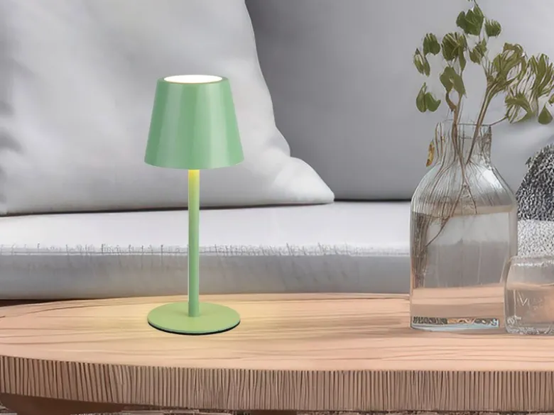Akku LED Tischleuchte DIAZ kabellos für Innen & Außen, Grün - 21cm klein