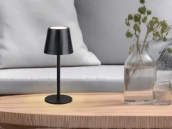 Akku LED Tischleuchte DIAZ kabellos für Innen & Außen, Schwarz - 21cm klein