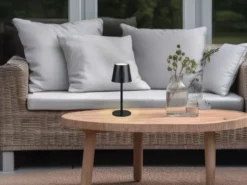 Akku LED Tischleuchte DIAZ kabellos für Innen & Außen, Schwarz - 21cm klein