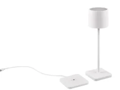Akku LED Tischleuchte FERNANDEZ kabellos für Innen & Außen, Weiß - H: 38cm