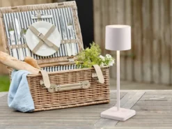 Akku LED Tischleuchte FERNANDEZ kabellos für Innen & Außen, Weiß - H: 38cm