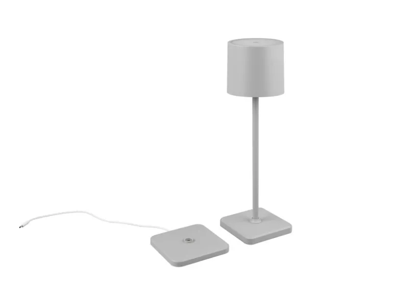 Akku LED Tischleuchte FERNANDEZ kabellos für Innen & Außen, Grau - H: 38cm