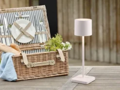 Akku LED Tischleuchte FERNANDEZ kabellos für Innen & Außen, Grau - H: 38cm