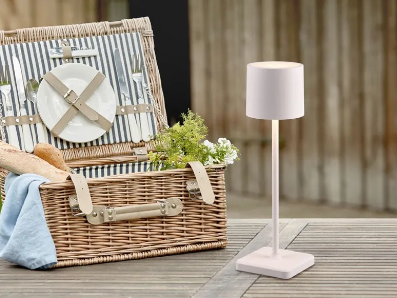 Akku LED Tischleuchte FERNANDEZ kabellos für Innen & Außen, Grau - H: 38cm