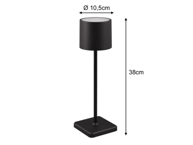 Akku LED Tischleuchte FERNANDEZ kabellos für Innen & Außen, Schwarz - H: 38cm