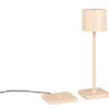 Akku LED Tischleuchte FERNANDEZ kabellos für Innen & Außen, Beige - H: 38cm
