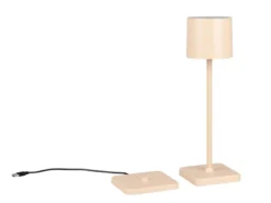 Akku LED Tischleuchte FERNANDEZ kabellos für Innen & Außen, Beige - H: 38cm