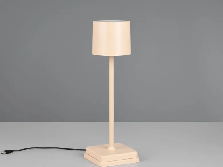 Akku LED Tischleuchte FERNANDEZ kabellos für Innen & Außen, Beige - H: 38cm