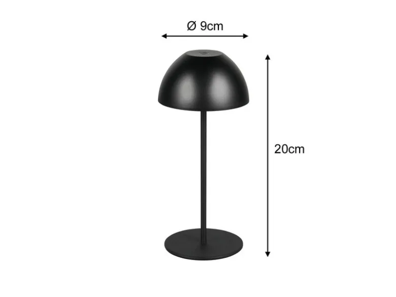 Akku LED Tischleuchte ORTIZ kabellos für Innen & Außen, Schwarz - 20cm klein