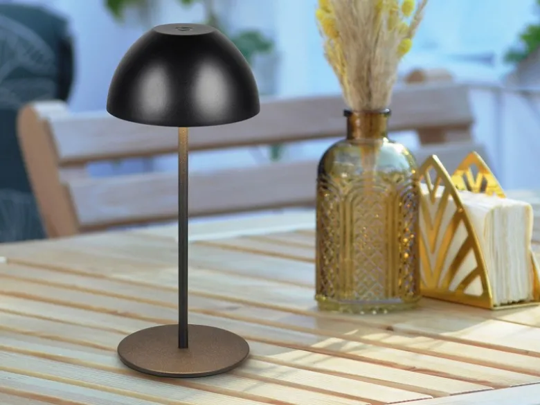 Akku LED Tischleuchte ORTIZ kabellos für Innen & Außen, Schwarz - 20cm klein