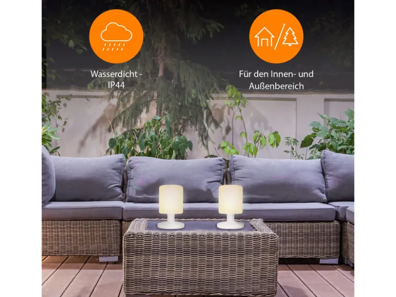 Akku LED Tischleuchte Outdoor kabellos mit RGB Farbwechsler, Höhe 25cm