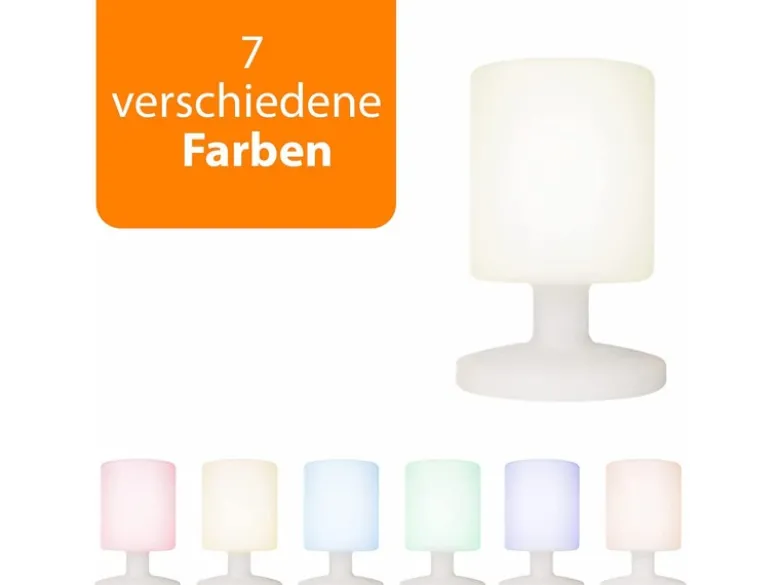 Akku LED Tischleuchte Outdoor kabellos mit RGB Farbwechsler, Höhe 25cm