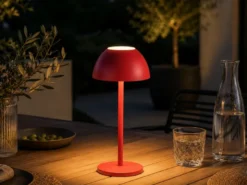 Akku LED Tischleuchte RICARDO kabellos für Innen & Außen, Rot - 30cm klein