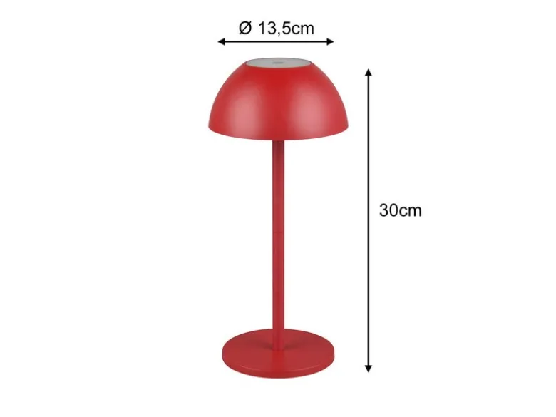Akku LED Tischleuchte RICARDO kabellos für Innen & Außen, Rot - 30cm klein