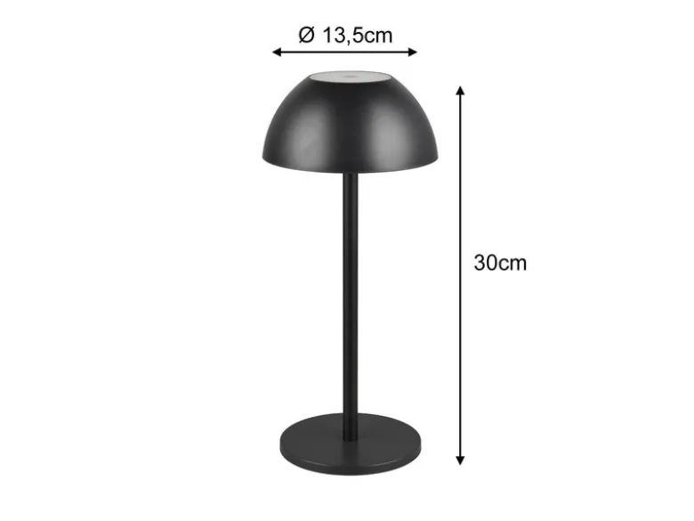 Akku LED Tischleuchte RICARDO kabellos für Innen & Außen, Schwarz - 30cm klein