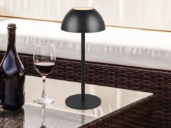 Akku LED Tischleuchte RICARDO kabellos für Innen & Außen, Schwarz - 30cm klein
