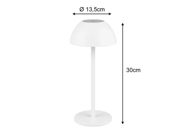 Akku LED Tischleuchte RICARDO kabellos für Innen & Außen, Weiß - 30cm klein