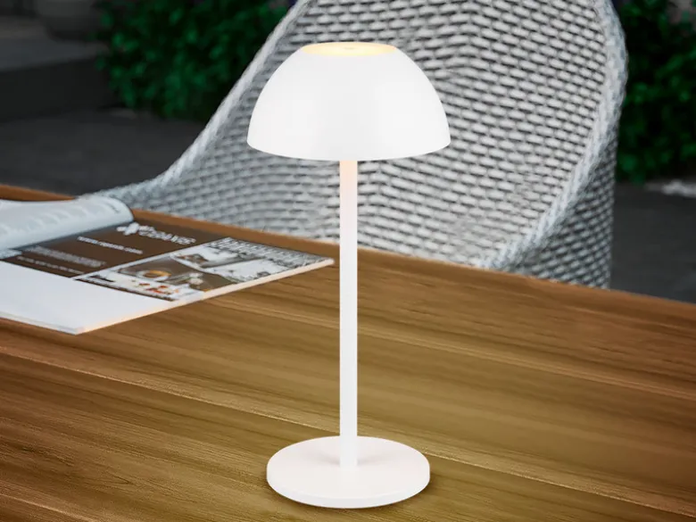 Akku LED Tischleuchte RICARDO kabellos für Innen & Außen, Weiß - 30cm klein