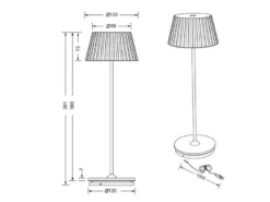 Akku LED Tischleuchte SUAREZ kabellos für Innen & Außen, Weiß - Höhe 39cm