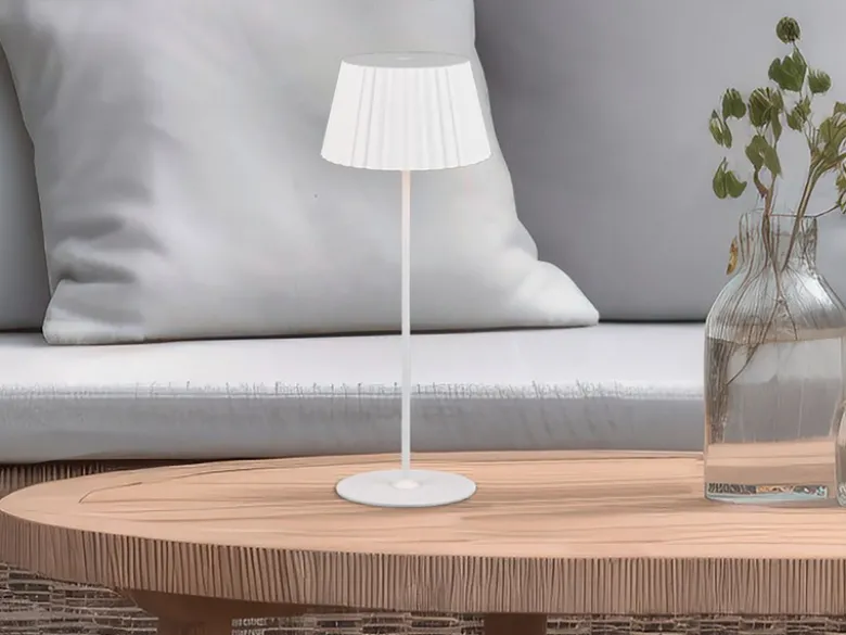 Akku LED Tischleuchte SUAREZ kabellos für Innen & Außen, Weiß - Höhe 39cm