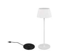 Akku LED Tischleuchte SUAREZ kabellos für Innen & Außen, Weiß - Höhe 39cm