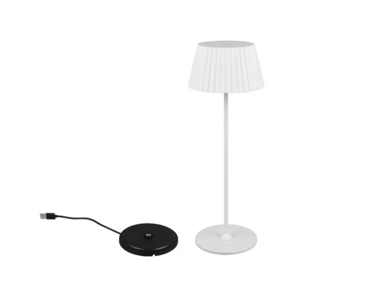 Akku LED Tischleuchte SUAREZ kabellos für Innen & Außen, Weiß - Höhe 39cm