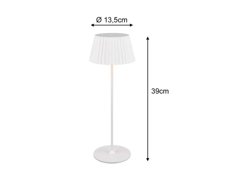 Akku LED Tischleuchte SUAREZ kabellos für Innen & Außen, Weiß - Höhe 39cm