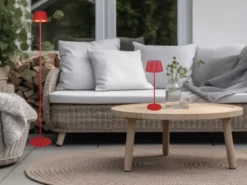 Akku LED Tischleuchte SUAREZ kabellos für Innen & Außen, Rot - Höhe 39cm