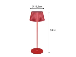 Akku LED Tischleuchte SUAREZ kabellos für Innen & Außen, Rot - Höhe 39cm