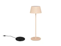Akku LED Tischleuchte SUAREZ kabellos für Innen & Außen, Beige - Höhe 39cm