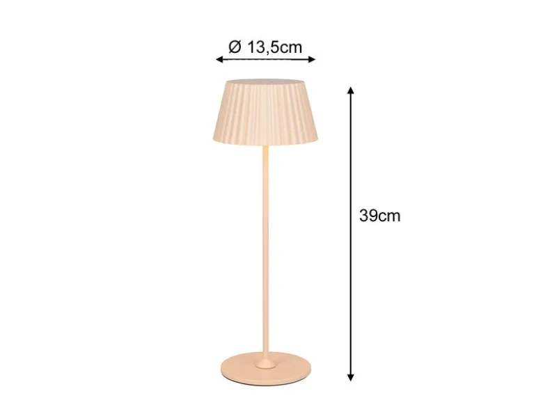 Akku LED Tischleuchte SUAREZ kabellos für Innen & Außen, Beige - Höhe 39cm
