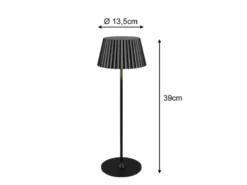 Akku LED Tischleuchte SUAREZ kabellos für Innen & Außen, Schwarz - Höhe 39cm
