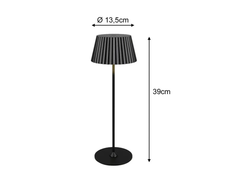 Akku LED Tischleuchte SUAREZ kabellos für Innen & Außen, Schwarz - Höhe 39cm