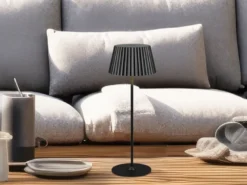 Akku LED Tischleuchte SUAREZ kabellos für Innen & Außen, Schwarz - Höhe 39cm