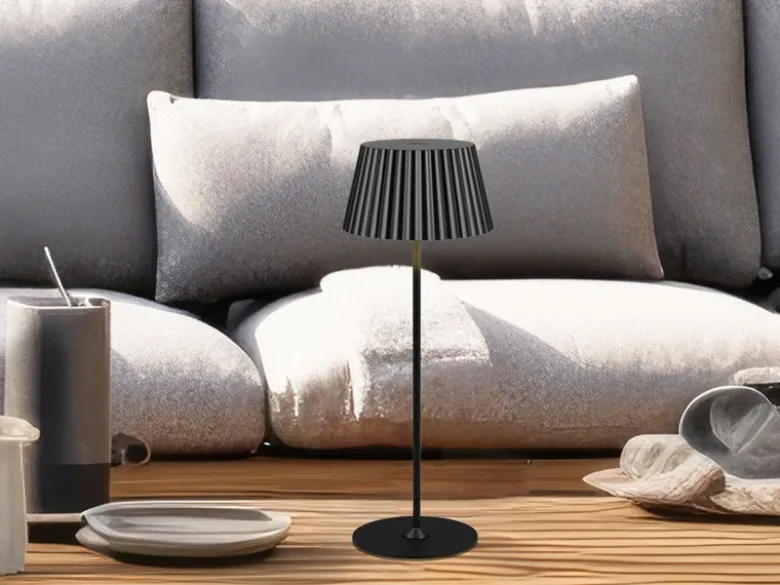 Akku LED Tischleuchte SUAREZ kabellos für Innen & Außen, Schwarz - Höhe 39cm